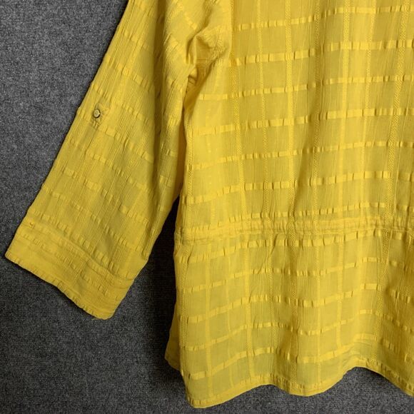 Jones New York Signature Women 2X Golden Yellow Shacket Button Up Corded Waist - Picture 12 of 14
